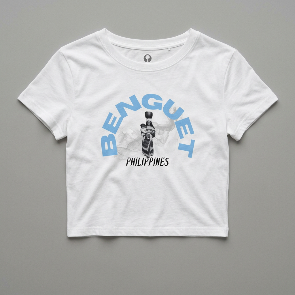 MOTHER LANDS Crop Tee - Blue BENGUET