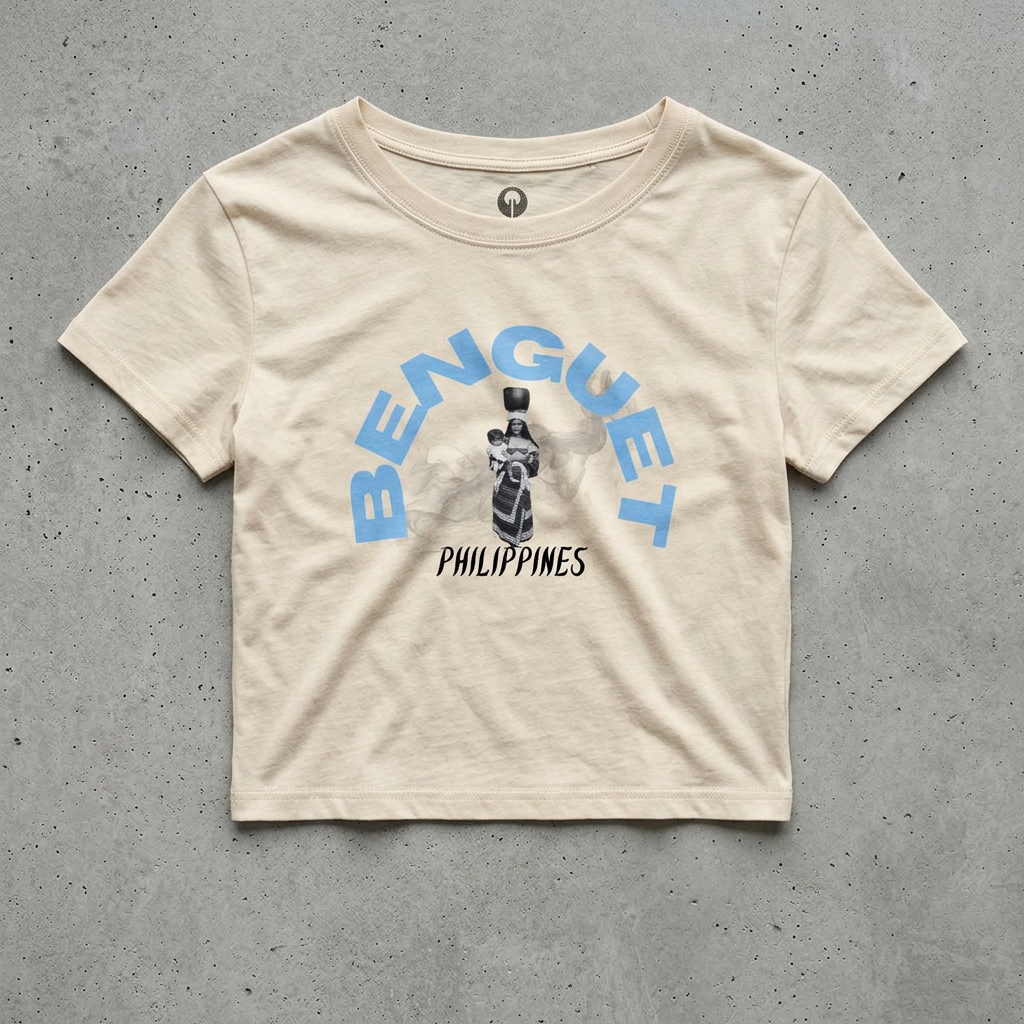 MOTHER LANDS Crop Tee - Blue BENGUET