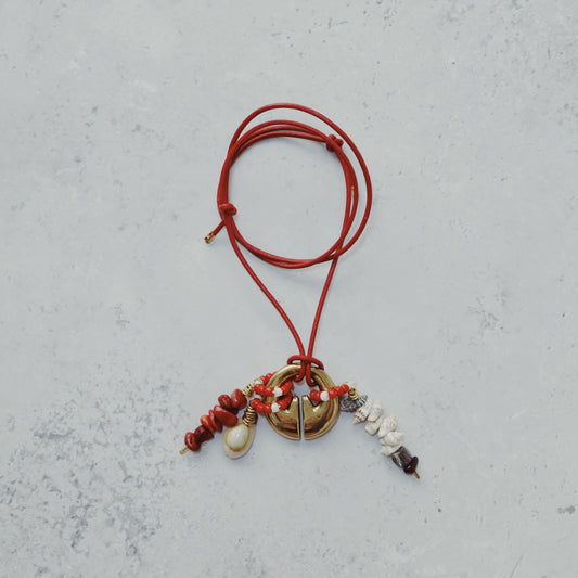 Beaded Uvong - Red Leather