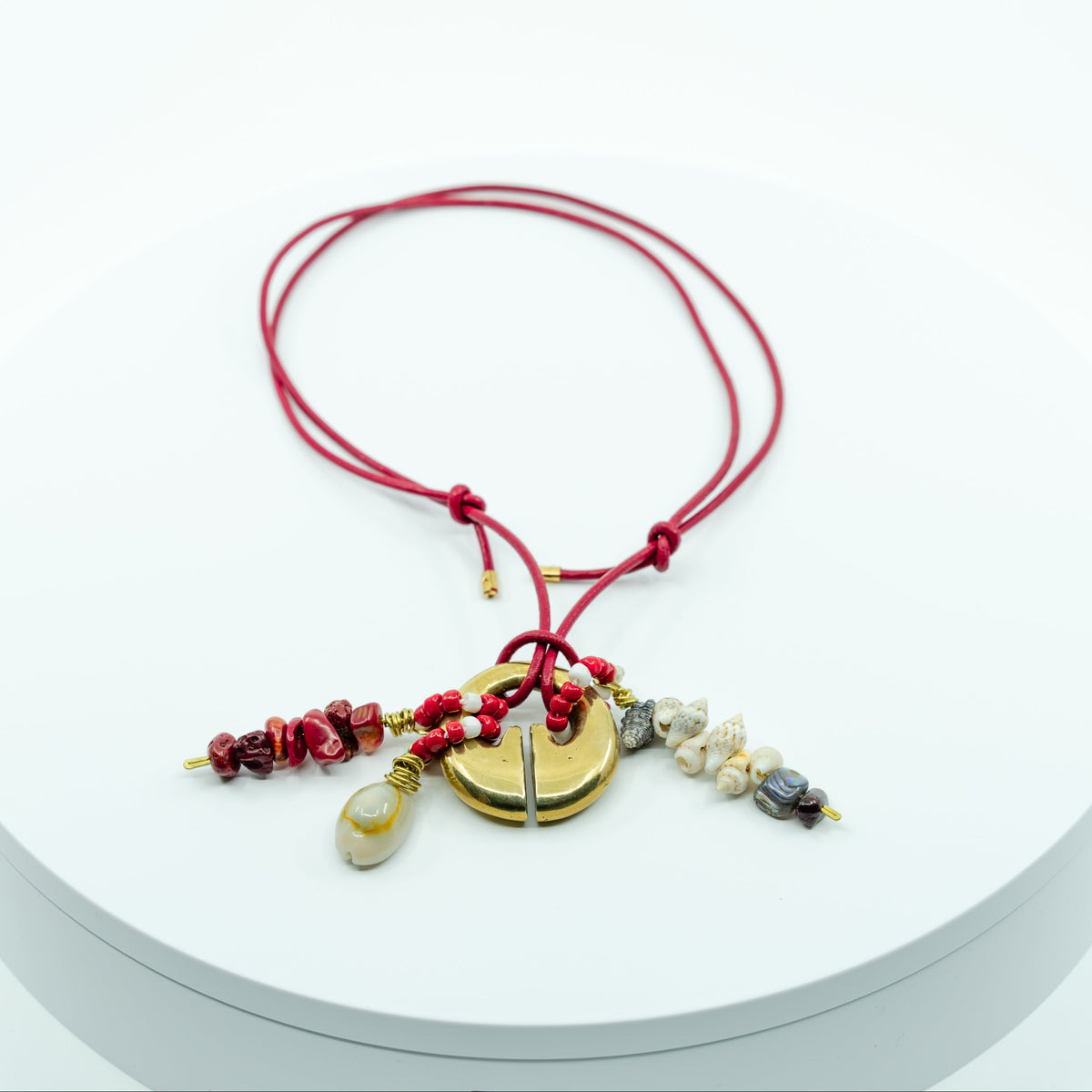 Beaded Uvong - Red Leather