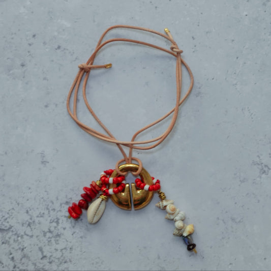 Beaded Uvong - Beige Leather