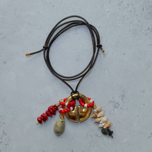 Beaded Uvong - Dark Brown Leather