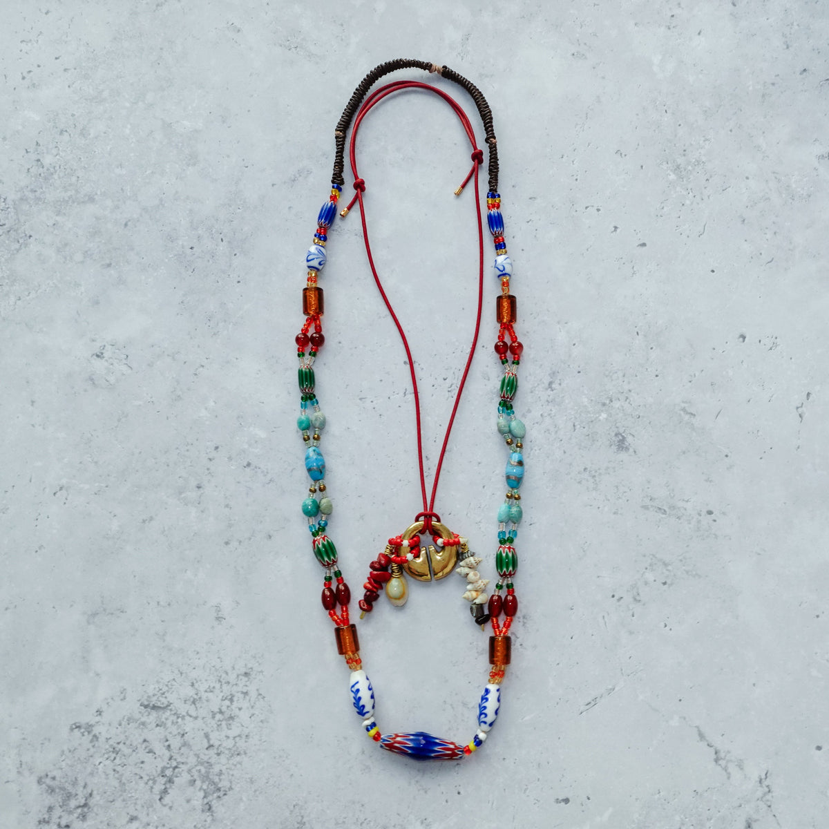 Beaded Uvong - Red Leather